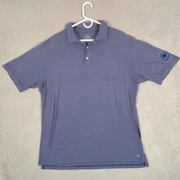 PETER MILLAR MENS POLO SHIRT BLUE WITH STRIPES SIZE XL - Picture 1 of 9